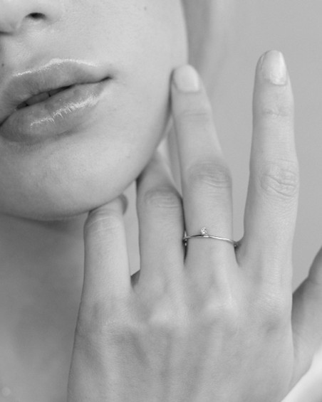 Inel din aur alb cu diamant | LECARRE
