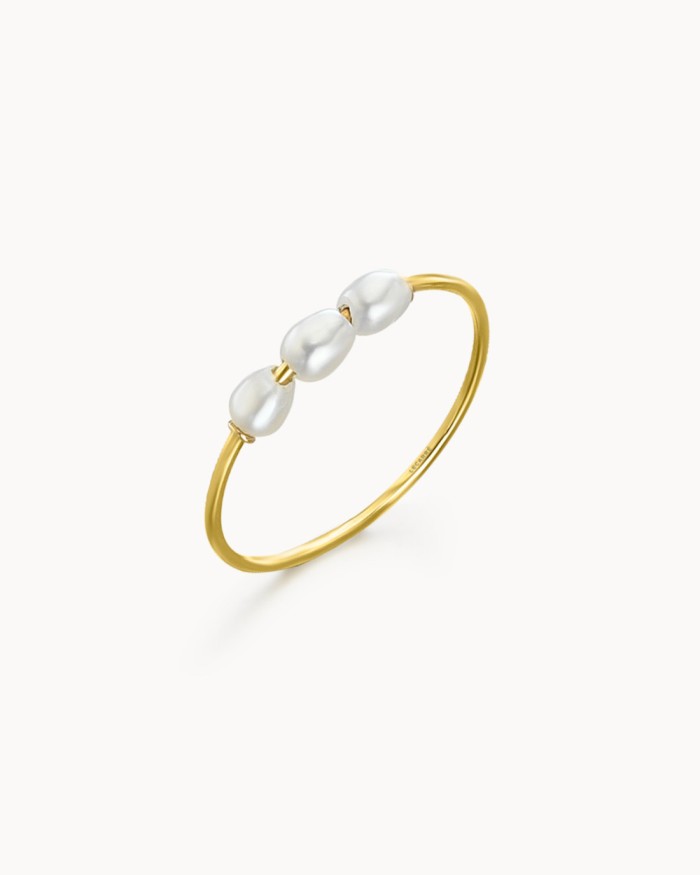 Dreifacher Goldring mit Reisperlen | LECARRE