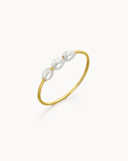 Dreifacher Goldring mit Reisperlen | LECARRE