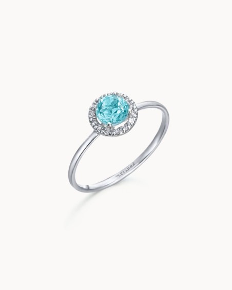 Ocean Ring White Gold Blue Topaz Diamonds | LECARRE