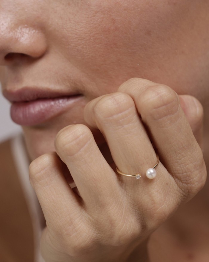 Anel da Pureza em Ouro, Diamante e Pérola | LECARRE
