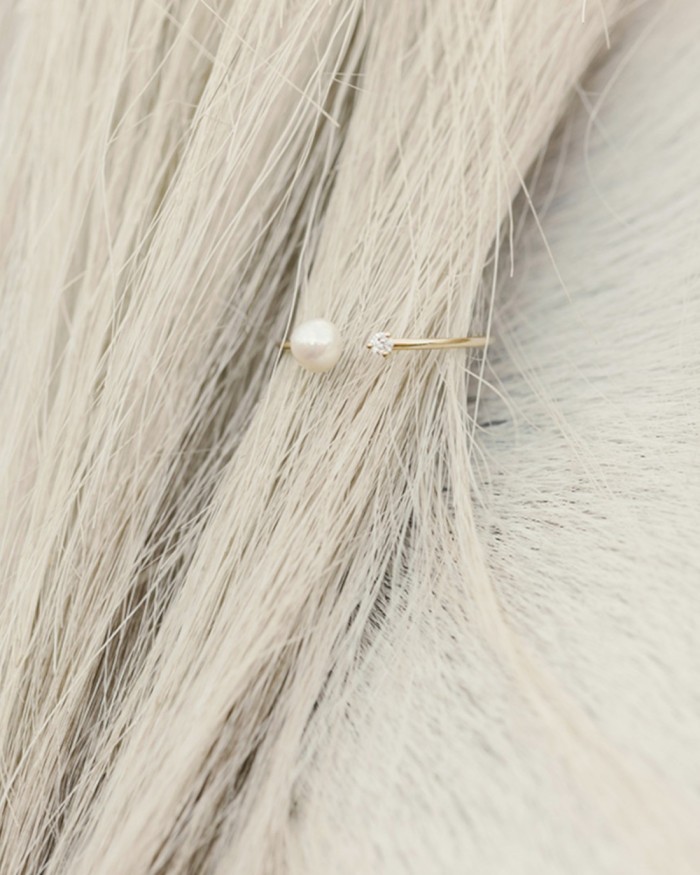Bague en or pur, diamant et perle | LECARRE