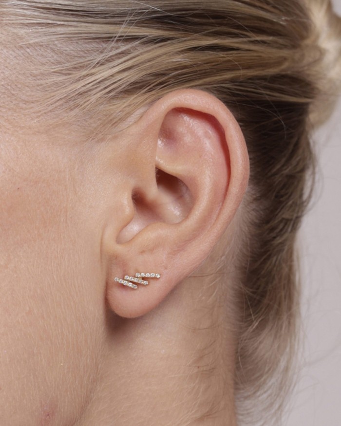 Gold and Diamond Bar Earrings | LECARRE
