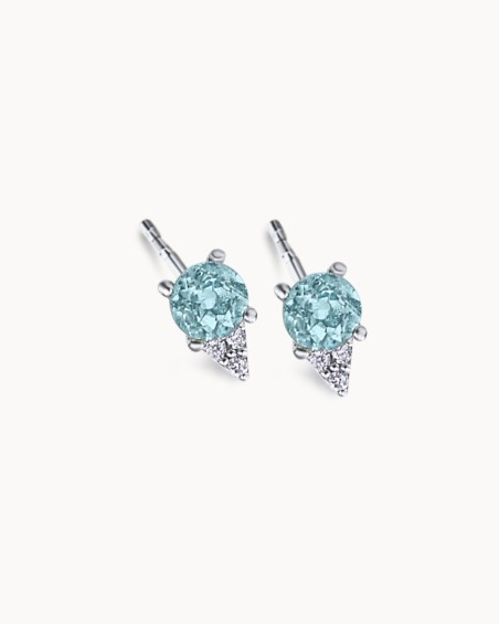 Brincos Ocean II em ouro branco com diamantes e topázio | LECARRE