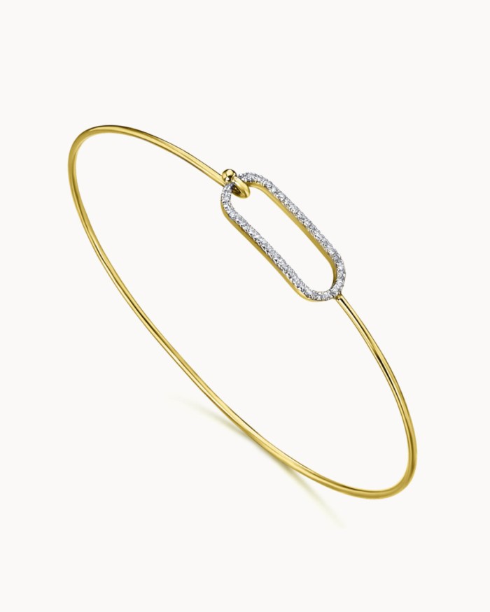 Brățară rigidă din aur de 18k cu cataramă cu diamant | LECARRE