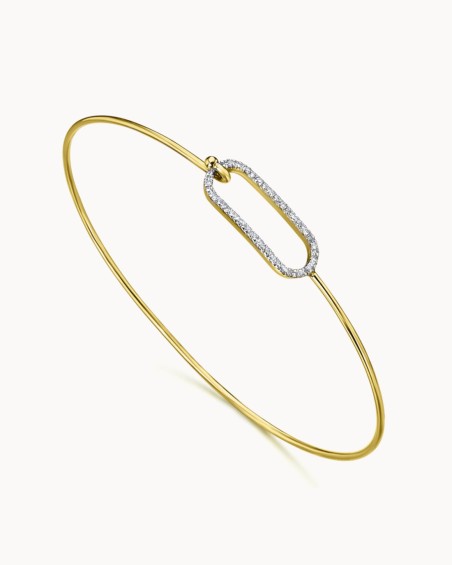Pulseira rígida em ouro 18k com fivela de diamante | LECARRE