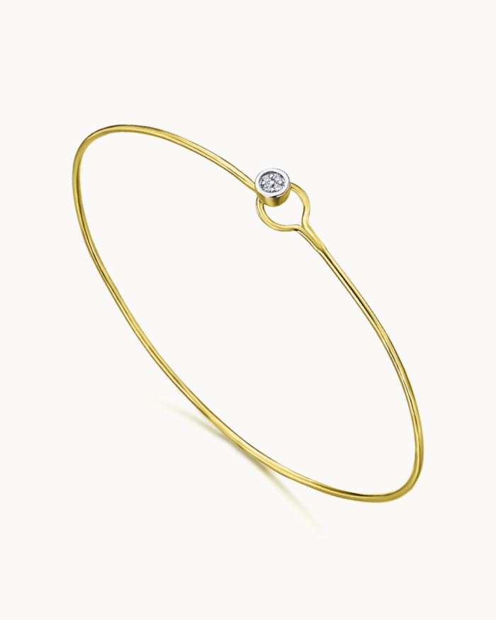 Brățară rigidă din aur de 18k cu motiv cu diamante rotunde | LECARRE