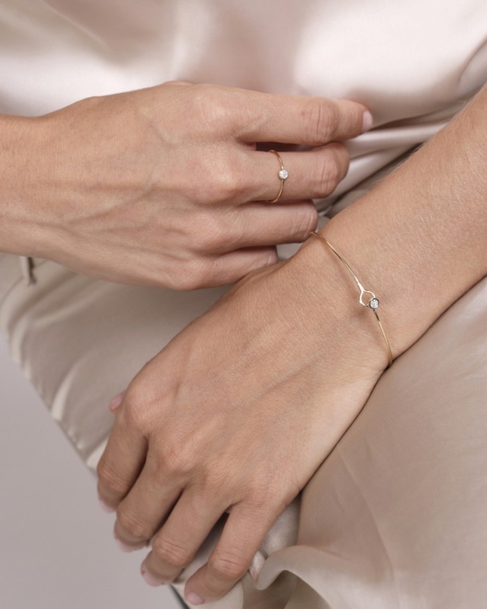 18k gouden, stevige armband met ronde diamanten | LECARRE