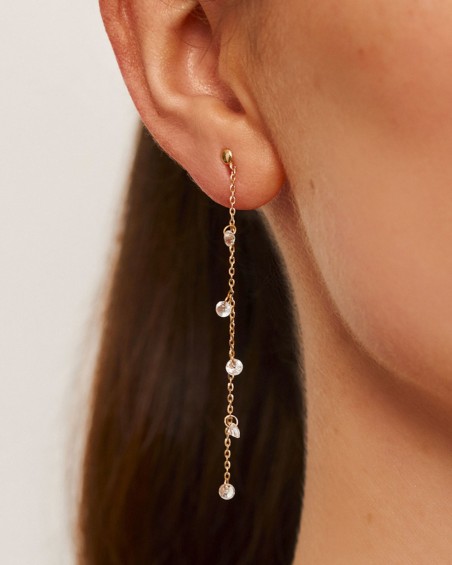 Orecchini lunghi con topazio, realizzati in oro 18k | LECARRE