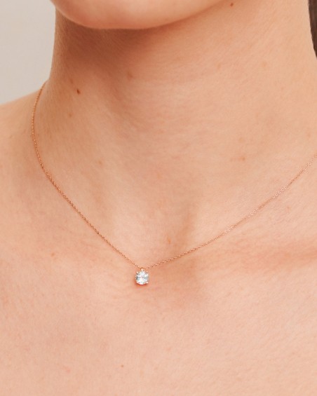 Hanger met lichtblauwe topaas en roségoud | LECARRE