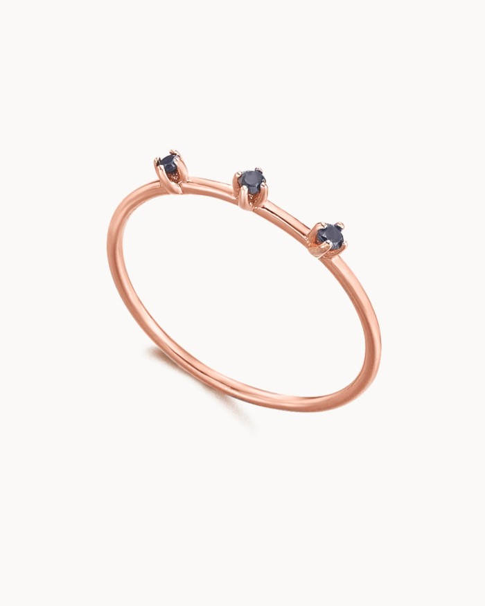 Trinity Ring Rose Gold Black Diamonds | LECARRE