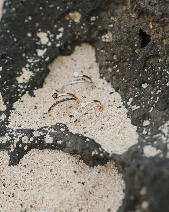 Nomad Ring aus Roségold mit schwarzen Diamanten | LECARRE
