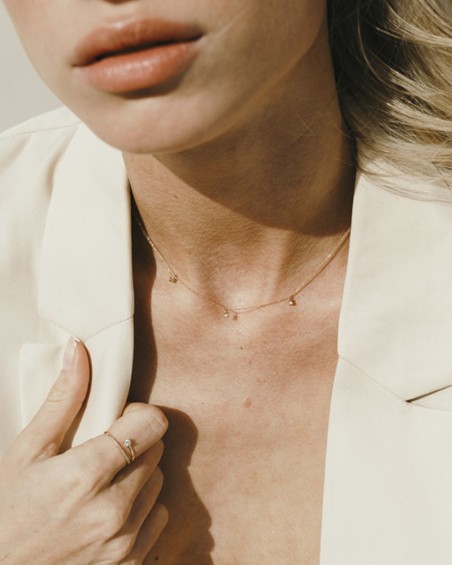 Nomad Drie Diamanten Gouden Ketting | LECARRE