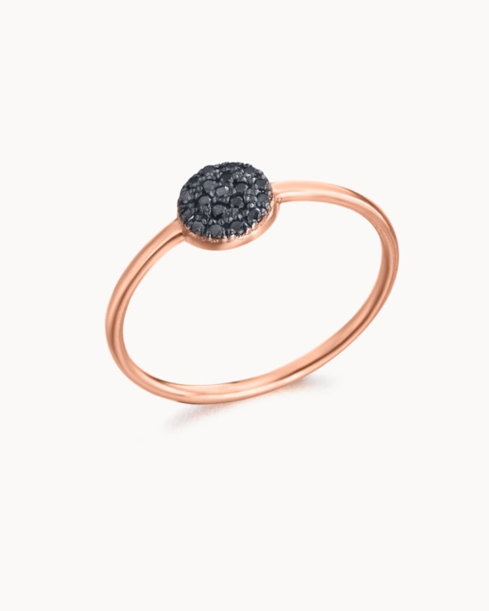 Roségoldener Ring mit schwarzer Diamantrosette | LECARRE