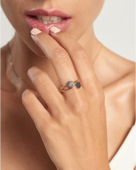 Roségoldener Ring mit schwarzer Diamantrosette | LECARRE