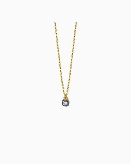 Solitaire ketting in zwart goud met diamanten | LECARRE