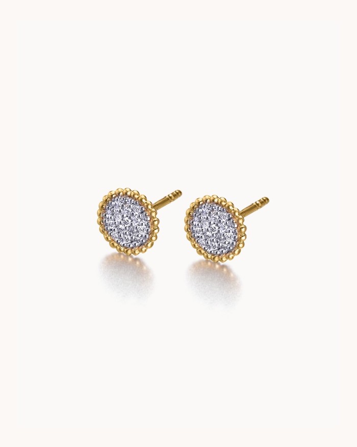 Orecchini di perle rotonde in oro con diamanti | LECARRE