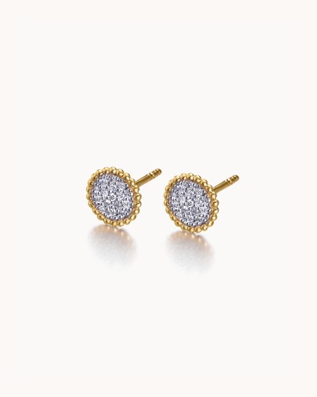 Orecchini di perle rotonde in oro con diamanti | LECARRE