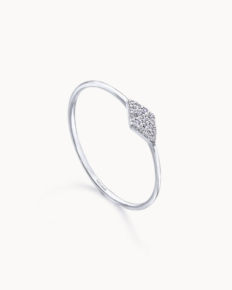Diamanten ruitvormige ring in witgoud | LECARRE