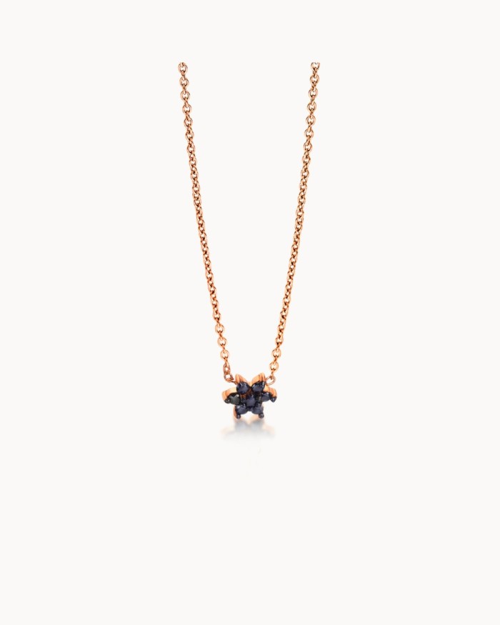 Mini-Rosette in Roségold und Diamanten, Schwarz | LECARRE