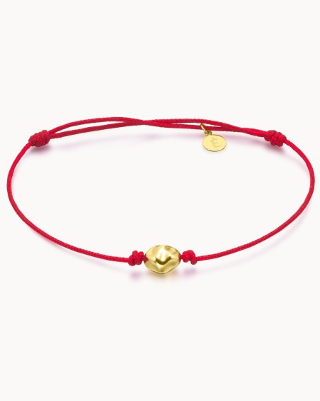Braccialetto in macramè con pepita d'oro, rosso | LECARRE