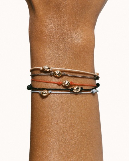 Bracciale in macramè con pepita d'oro, grigio | LECARRE