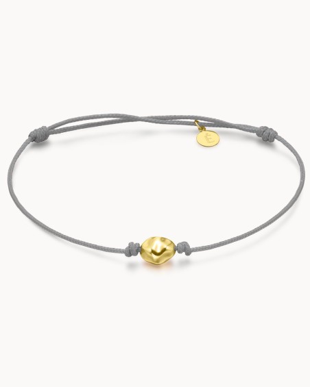 Bracciale in macramè con pepita d'oro, grigio | LECARRE