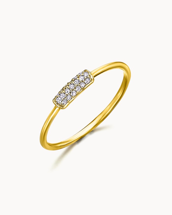 Rechthoekige staafring van diamant en goud | LECARRE