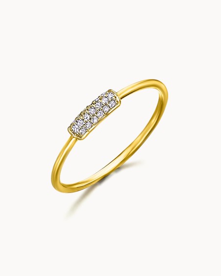 Anillo Barra Rectangular De Diamantes Y Oro | LECARRE