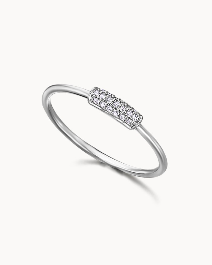 Rektangulär stavring med diamanter och vitt guld | LECARRE
