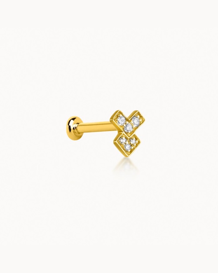 Mini pijlpiercing van goud met diamanten | LECARRE