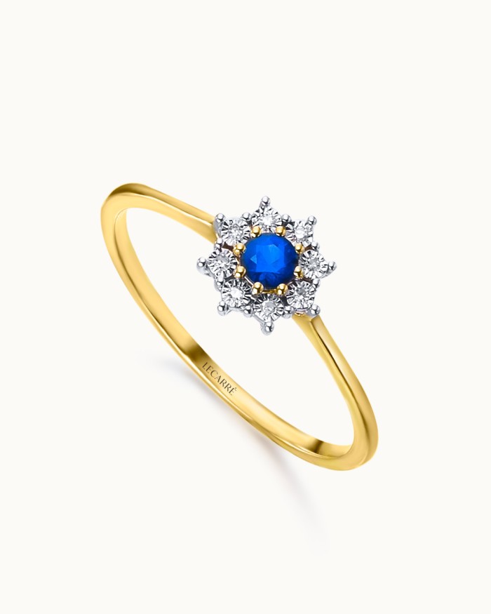 Ring Sloth roseta 18K gull safir diamanter | LECARRÉ