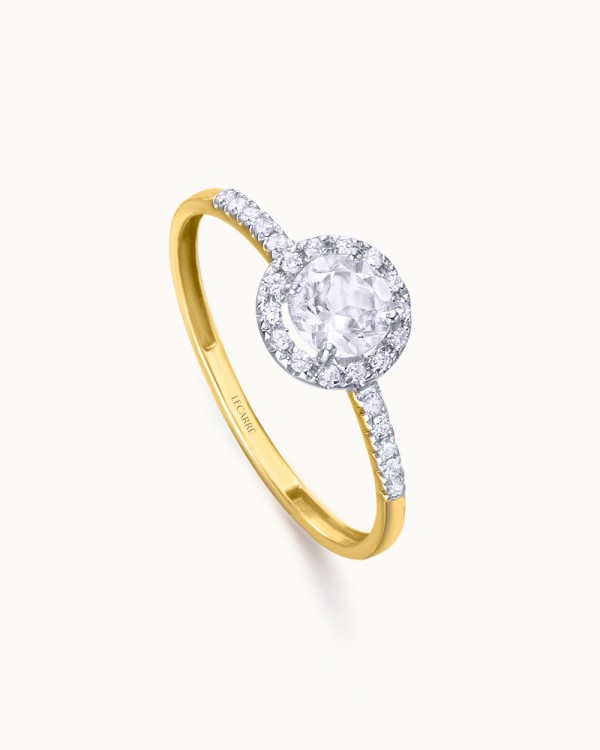 Anello Vanity bicolor oro 18K topazio bianco diamanti | LECARRE