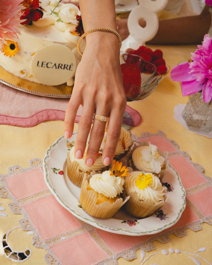 Ring Gluttony gallonado 18K Gold weißem Topas | LECARRE