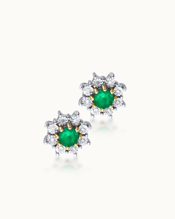 Earrings Sloth roseta 18K gold emerald diamonds | LECARRE