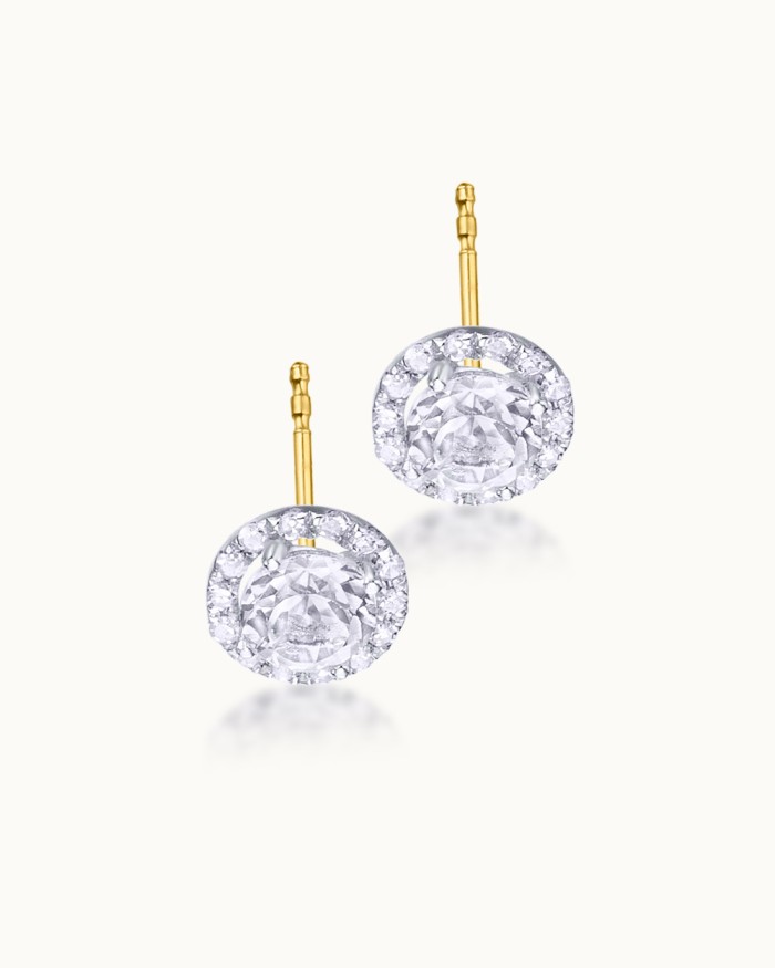 Pendientes Vanity bicolor de oro 18K con topacios blancos y diamantes | LECARRE