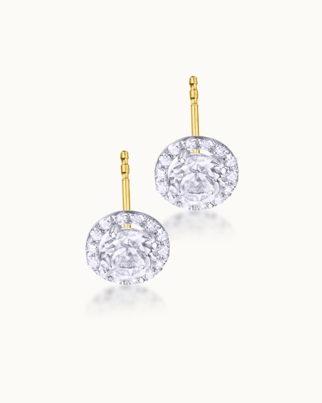 Pendientes Vanity bicolor de oro 18K con topacios blancos y diamantes | LECARRE