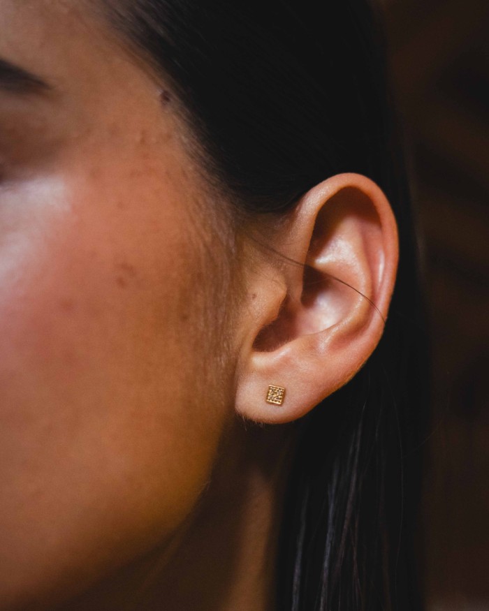 Earrings Greed cuadrados 18K gold diamonds | LECARRE