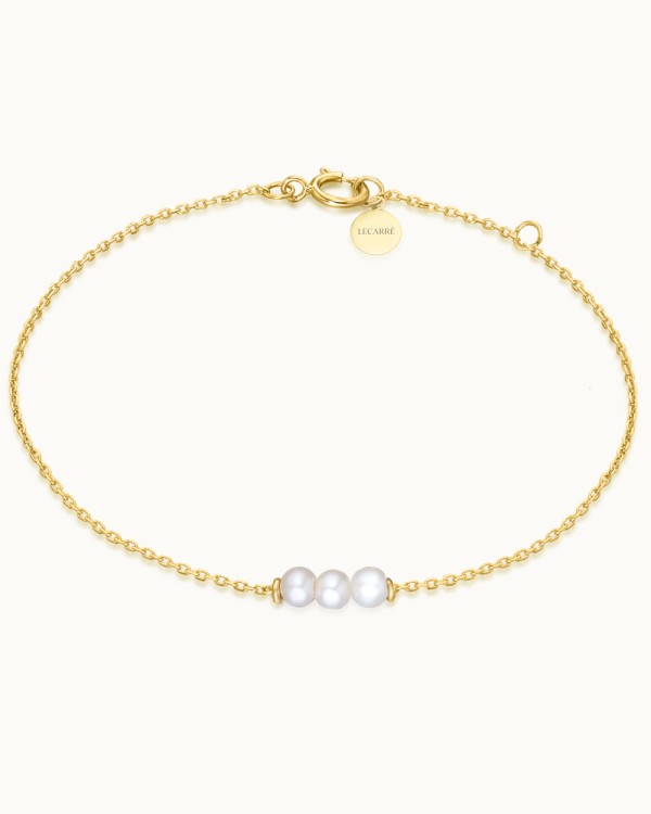 Pulsera Envy de oro 18K con tres perlas cultivadas | LECARRE