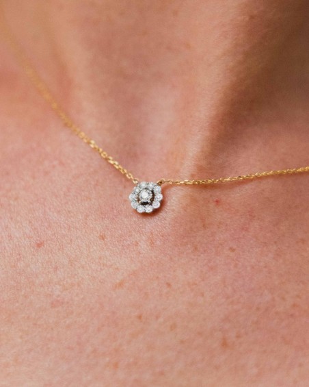 Chaîne à rosette bicolore or et diamants | LECARRE