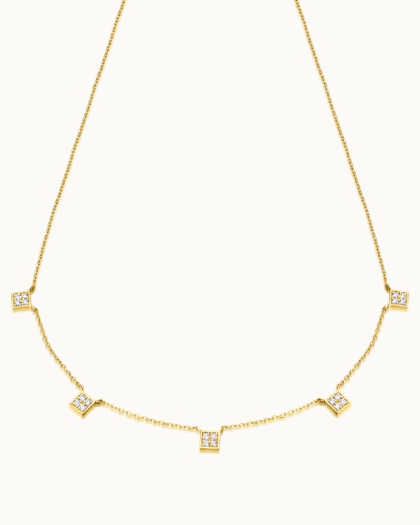 Collana Greed cinco cuadrados oro 18K diamanti | LECARRE