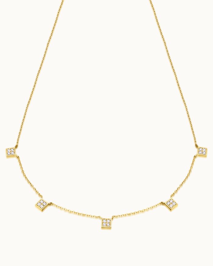 Colier Greed cinco cuadrados aur de 18K diamante | LECARRÉ