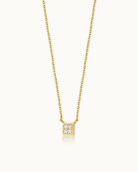 Collier Greed un cuadrado or 18K diamants | LECARRE