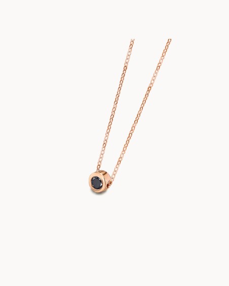 Zwarte diamant + roségouden ketting | LECARRE