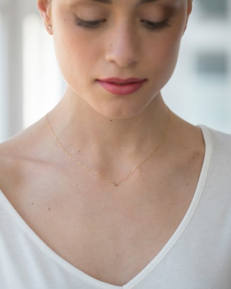 Lanț cu diamant brun + aur roz | LECARRE