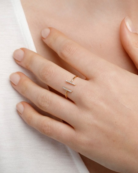 Zweireihiger Ring aus Gold und Diamanten | LECARRE