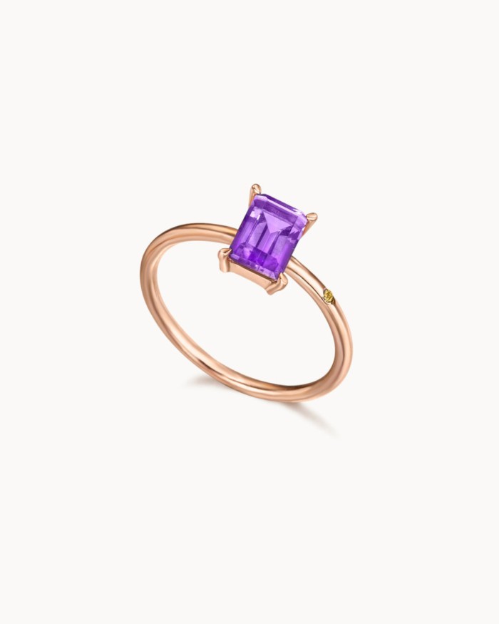 Ring met amethist en diamanten aan de zijkant | LECARRE