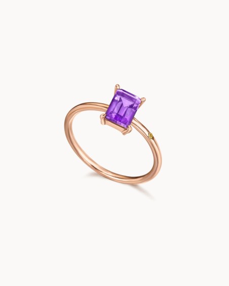 Ring With Amethyst And Side Diamond | LECARRE