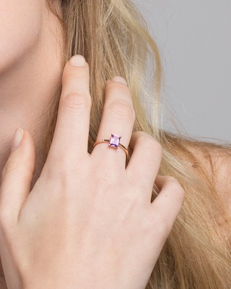Ring met amethist en diamanten aan de zijkant | LECARRE