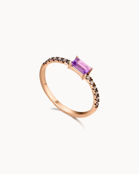 Ring with Pink Amethyst and Brown Diamonds | LECARRE
